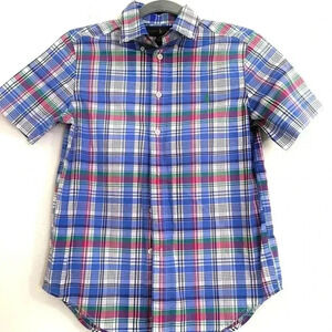 Ralph Lauren Plaid Kids Button Down Short Sleeve Shirt, 10-12M